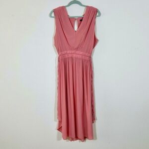 T Tahari I Rose VNeck Midi Dress I 1X I Sleeveless Elastic Waist Tassel Detail‎
